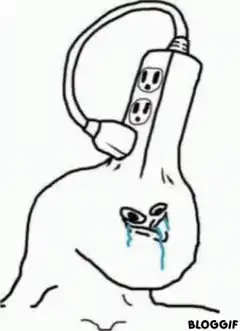 crying lightbulb plugged in