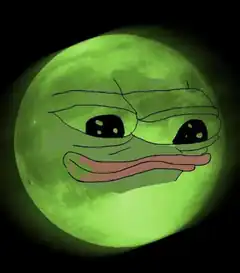 Pepe the Frog on a green moon