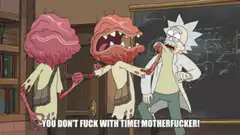 Rick Sanchez gets stabbed by brain monsters