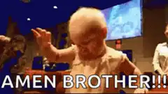 Baby dancing with hand up