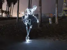 Light painting skeleton dancing