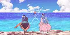 Brook and Shirahoshi on the beach