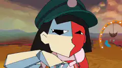 Blue and Red Character Wiping Face