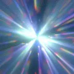 Colorful light rays burst from center