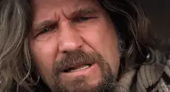 The Dude squinting and closing eyes