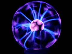 Plasma ball with purple and blue light tendrils