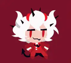 Chibi devil character with white hair