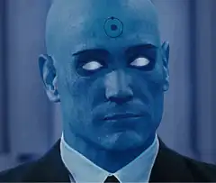 Blue Man with Glowing Eyes and Third Eye