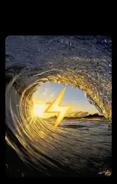 Lightning bolt inside ocean wave
