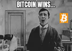 Man screaming Bitcoin wins
