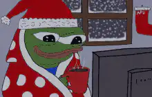 Pepe the Frog in Christmas Pajamas
