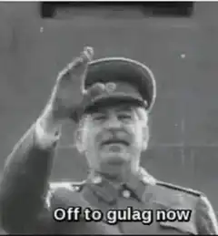 Stalin saluting Off to gulag now