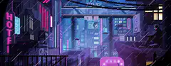 Cyberpunk cityscape with flying cars