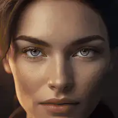 Woman's face with shifting light