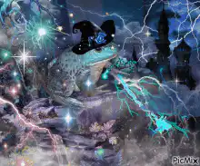 Witch frog casting magic spell