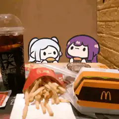 anime girls eating McDonald's