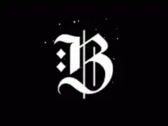 White gothic B logo with sparkles