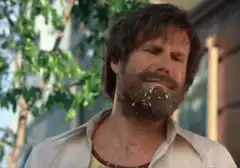 Zach Galifianakis sweating It's so damn hot