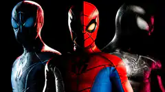 Three Spider-Man suits side by side
