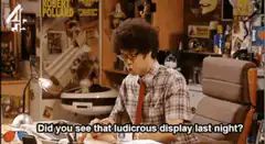 Black Books Manny desk scene