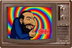 CNN logo on psychedelic TV