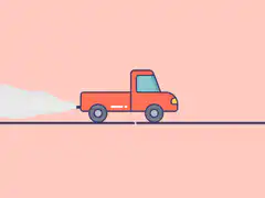 red pickup truck driving