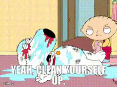 Brian covered in blue slime