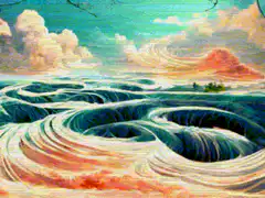 Psychedelic ocean waves glitch