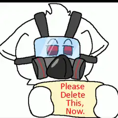 Gas Mask Character Holding Sign