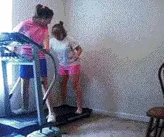 Girl falls off vibrating platform