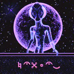 purple alien dj in space
