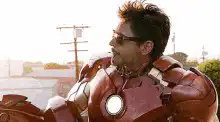 Iron Man eating a sandwich