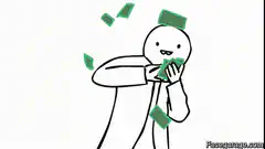 stick figure catching money