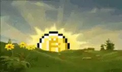 pixel bitcoin sun rising