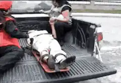 Paramedics drop patient from truck