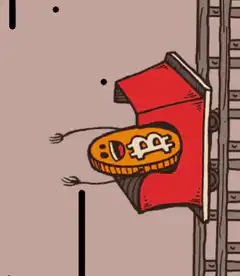 Bitcoin coin falling into red box