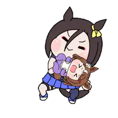 Chibi horse girls hugging