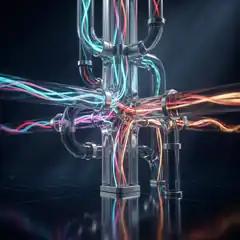 Neon data pipes flowing
