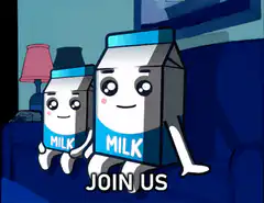 Two milk cartons sitting on a couch
