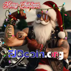 Biker Santa Flexing Christmas Lights