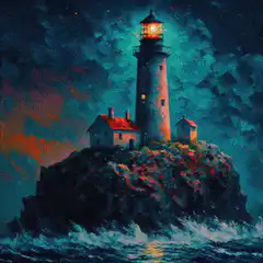Lighthouse fires red laser beam