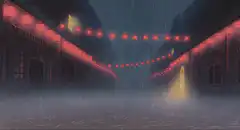 rainy street with red lanterns