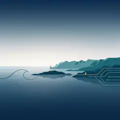 Circuit board coastline with wave