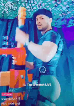 Man in tactical gear with toy guns
