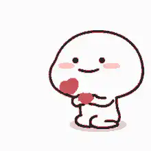 cute character holding hearts