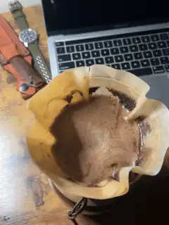 Pour over coffee blooming
