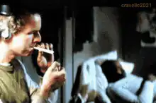 Man smoking in hospital room