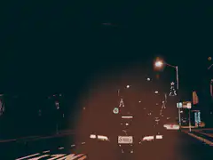 Car headlights flare up at night