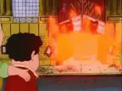 Mr. Burns and Nelson watching the fire