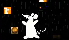 White mouse surrounded by meme icons